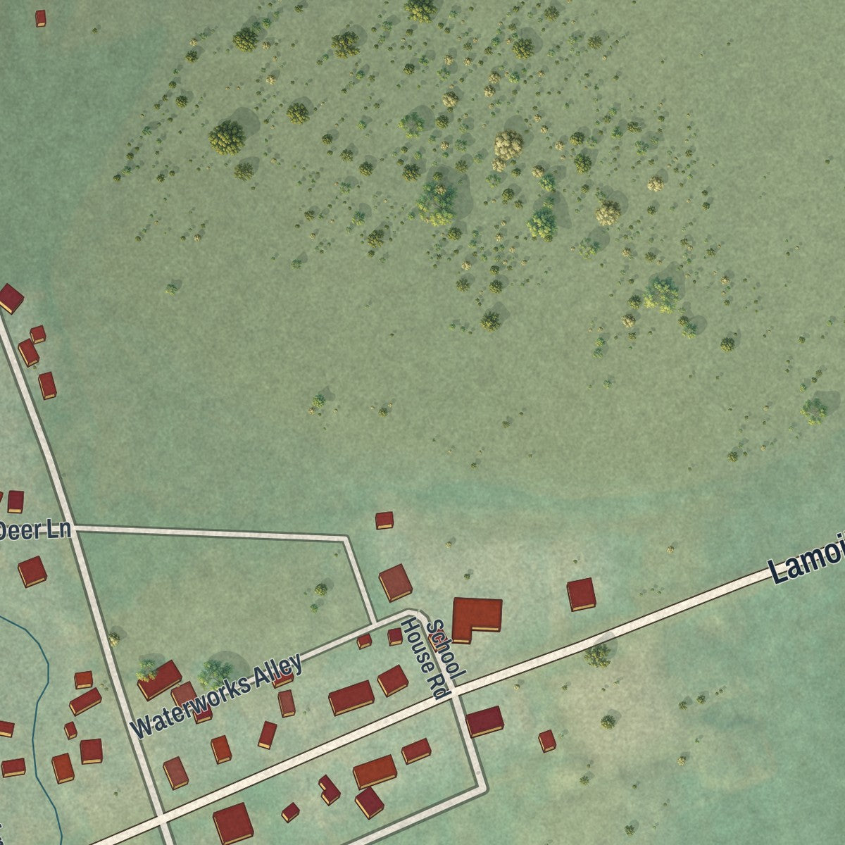 Close-up of the map of Lamoille, Nevada print showing street and building detail