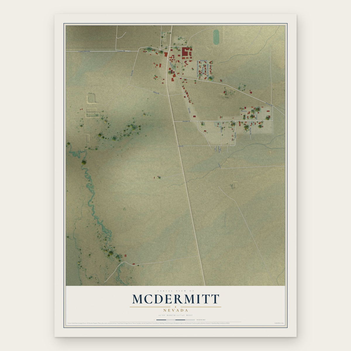 McDermitt, Nevada map print, the full design