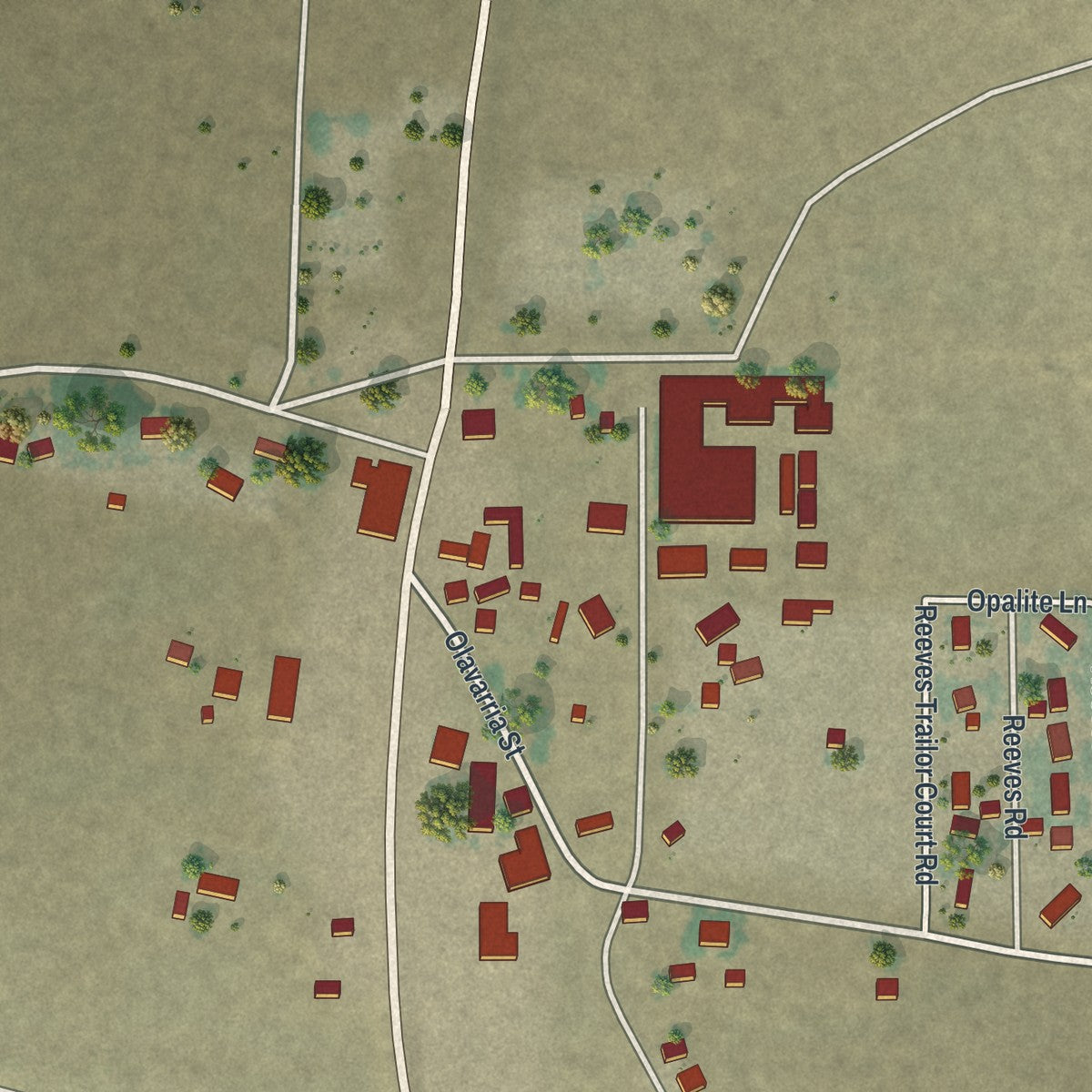 Close-up of the map of McDermitt, Nevada print showing street and building detail