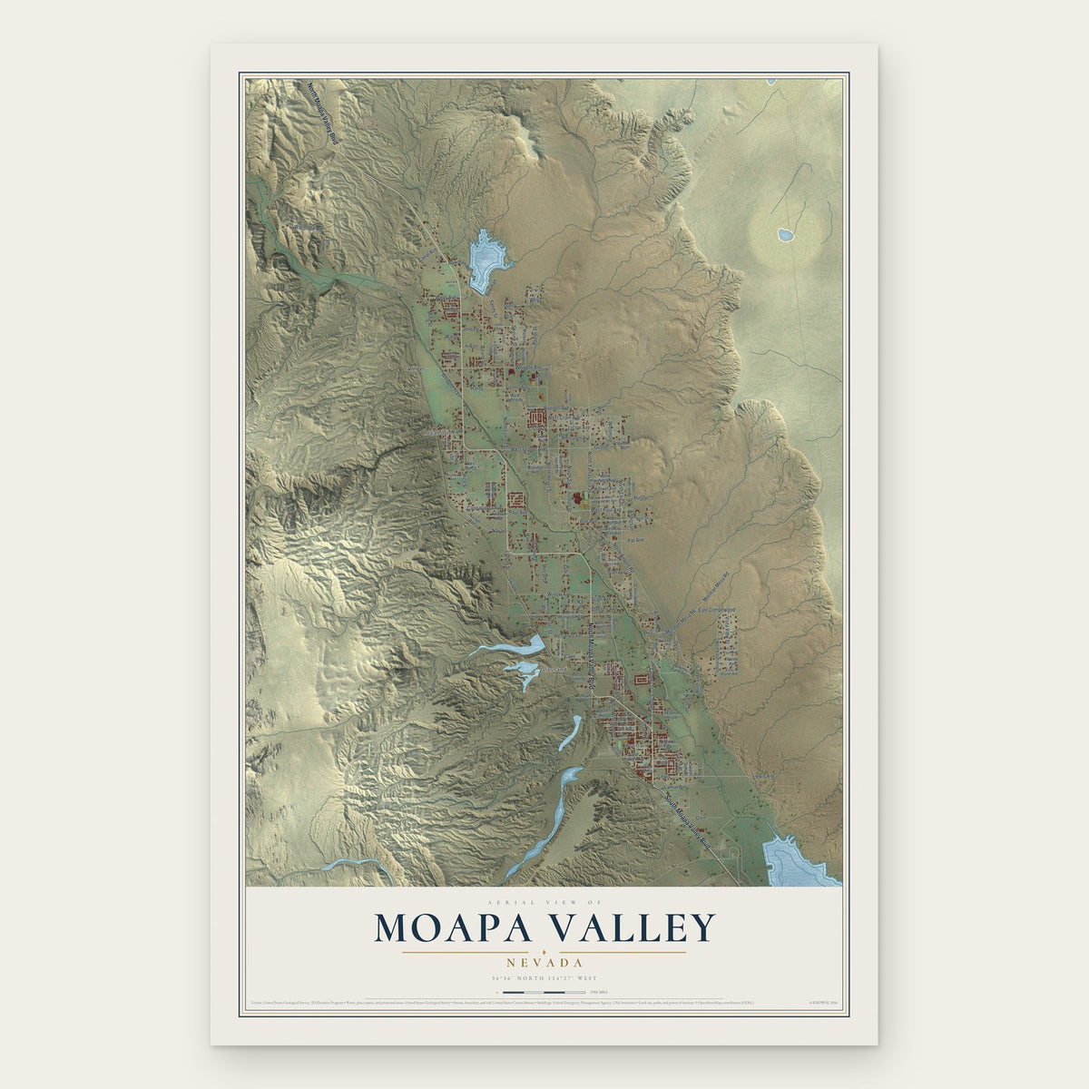 Moapa Valley, Nevada map print, the full design