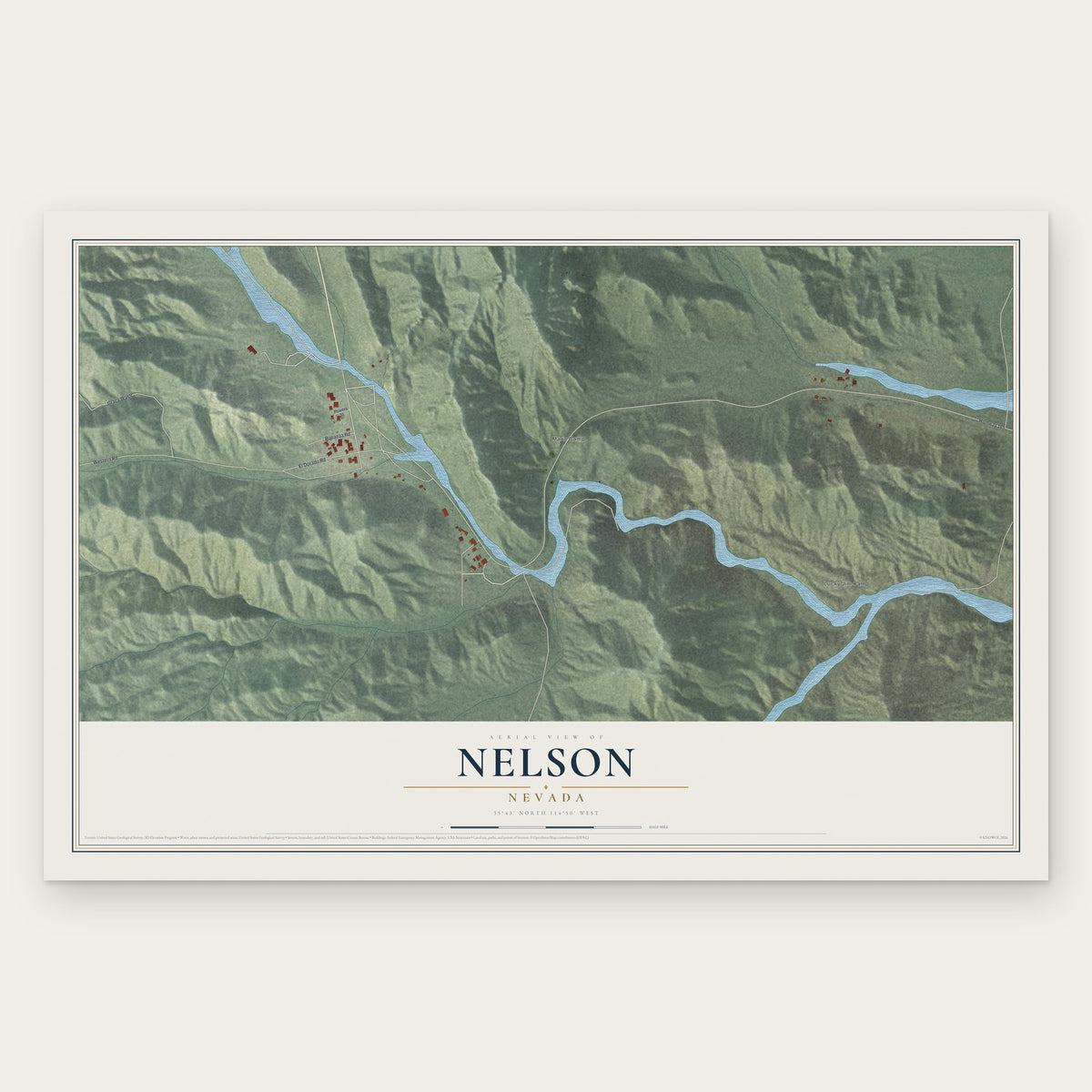 Nelson, Nevada map print, the full design