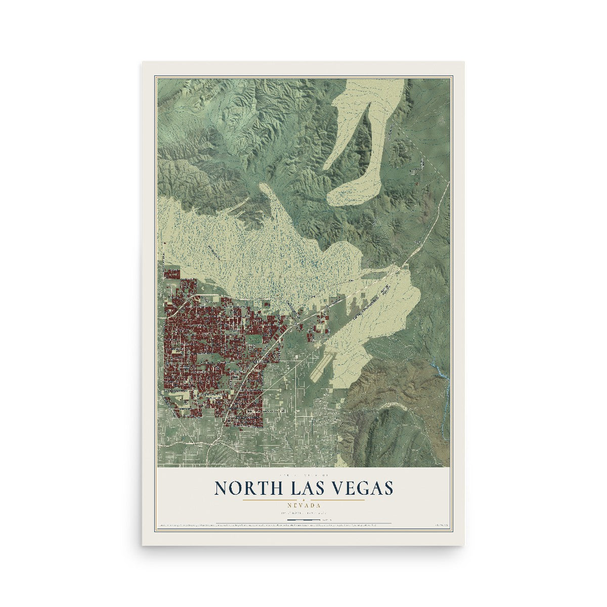 Map of North Las Vegas, Nevada, 12 x 18 inch unframed archival matte print