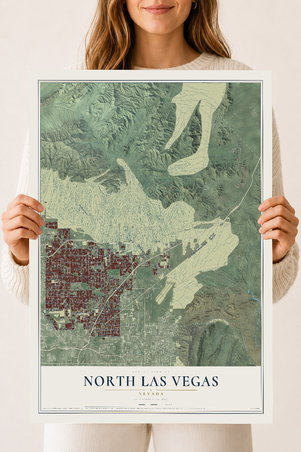 Map of North Las Vegas, Nevada, 18 x 24 inch unframed archival matte print