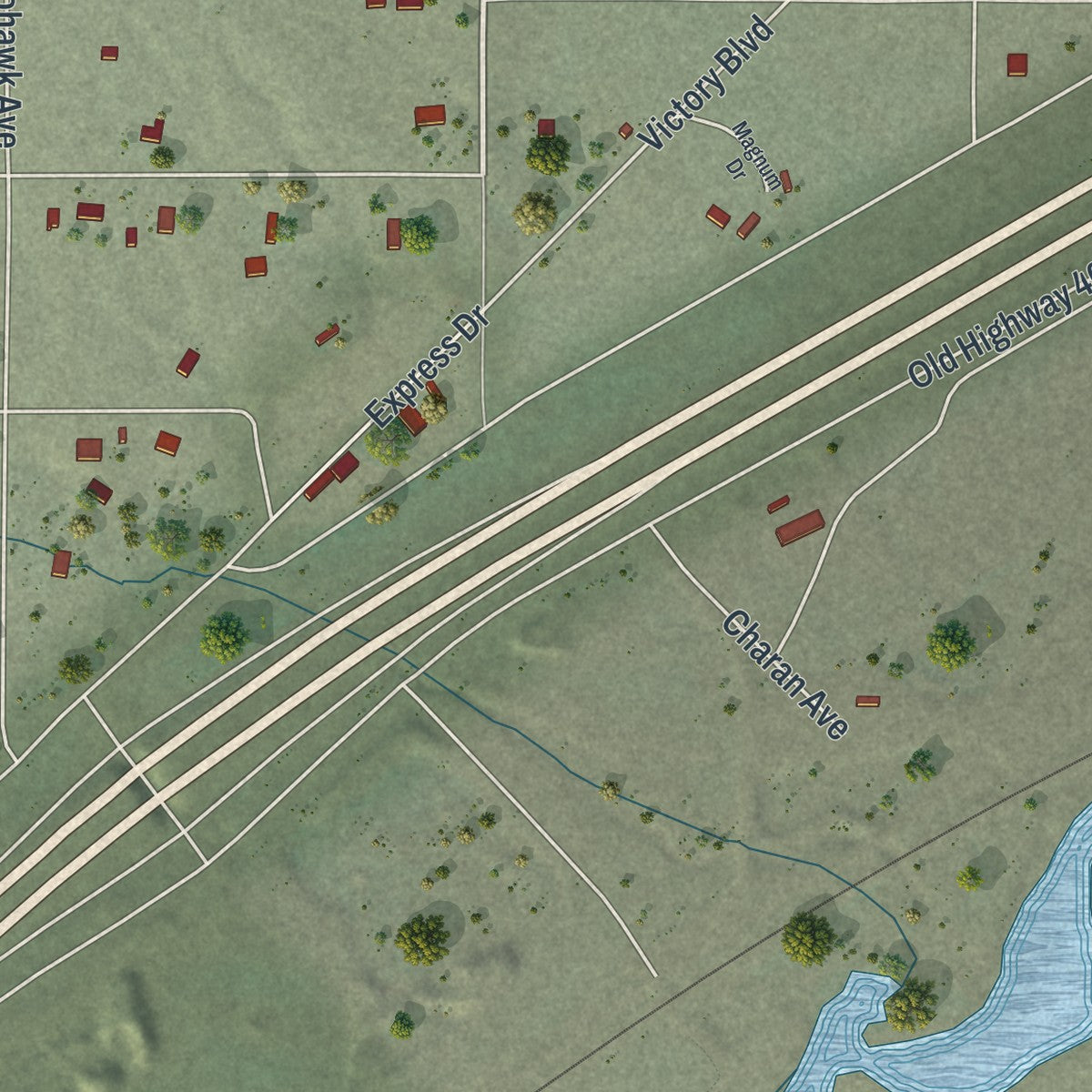 Close-up of the map of Osino, Nevada print showing street and building detail