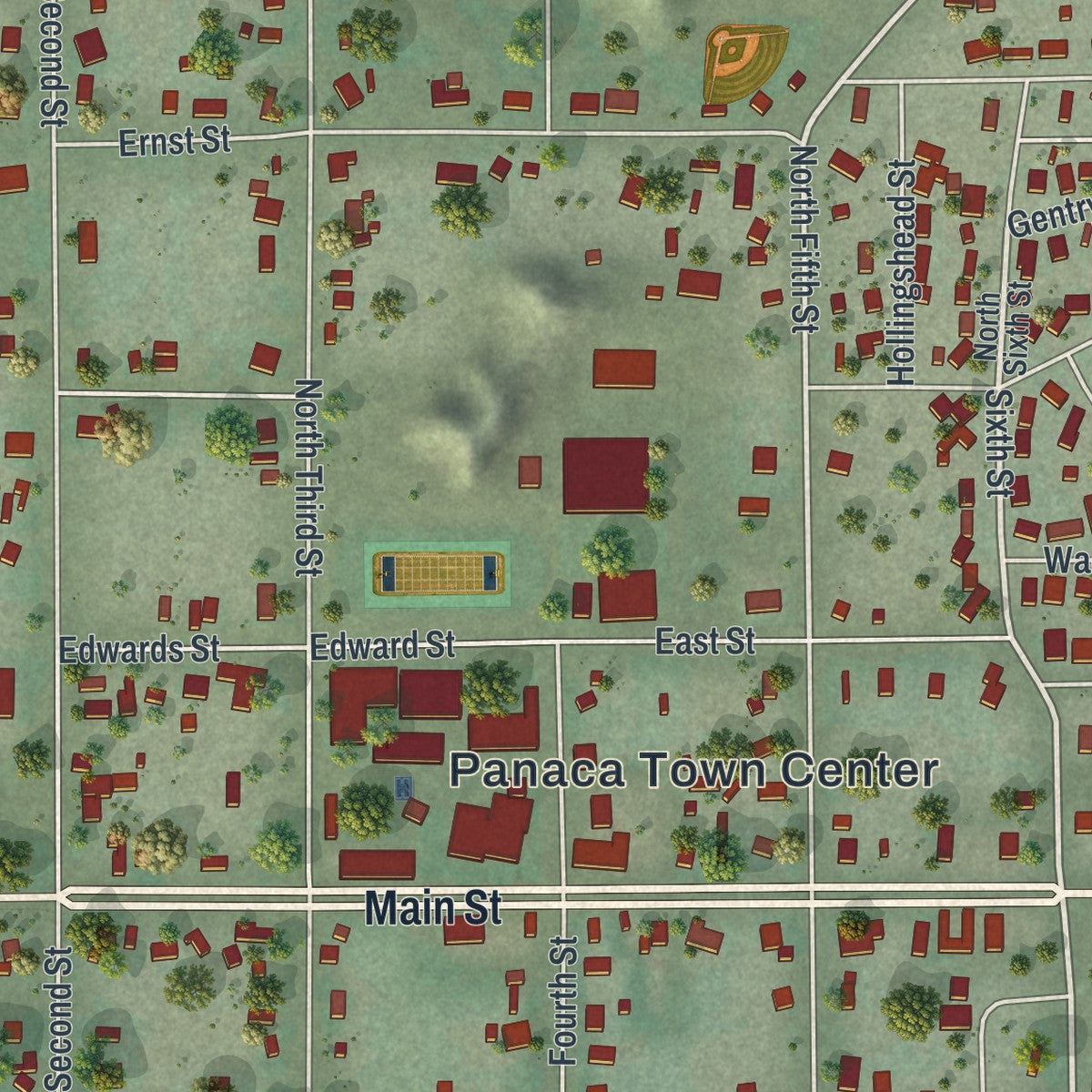 Close-up of the map of Panaca, Nevada print showing street and building detail