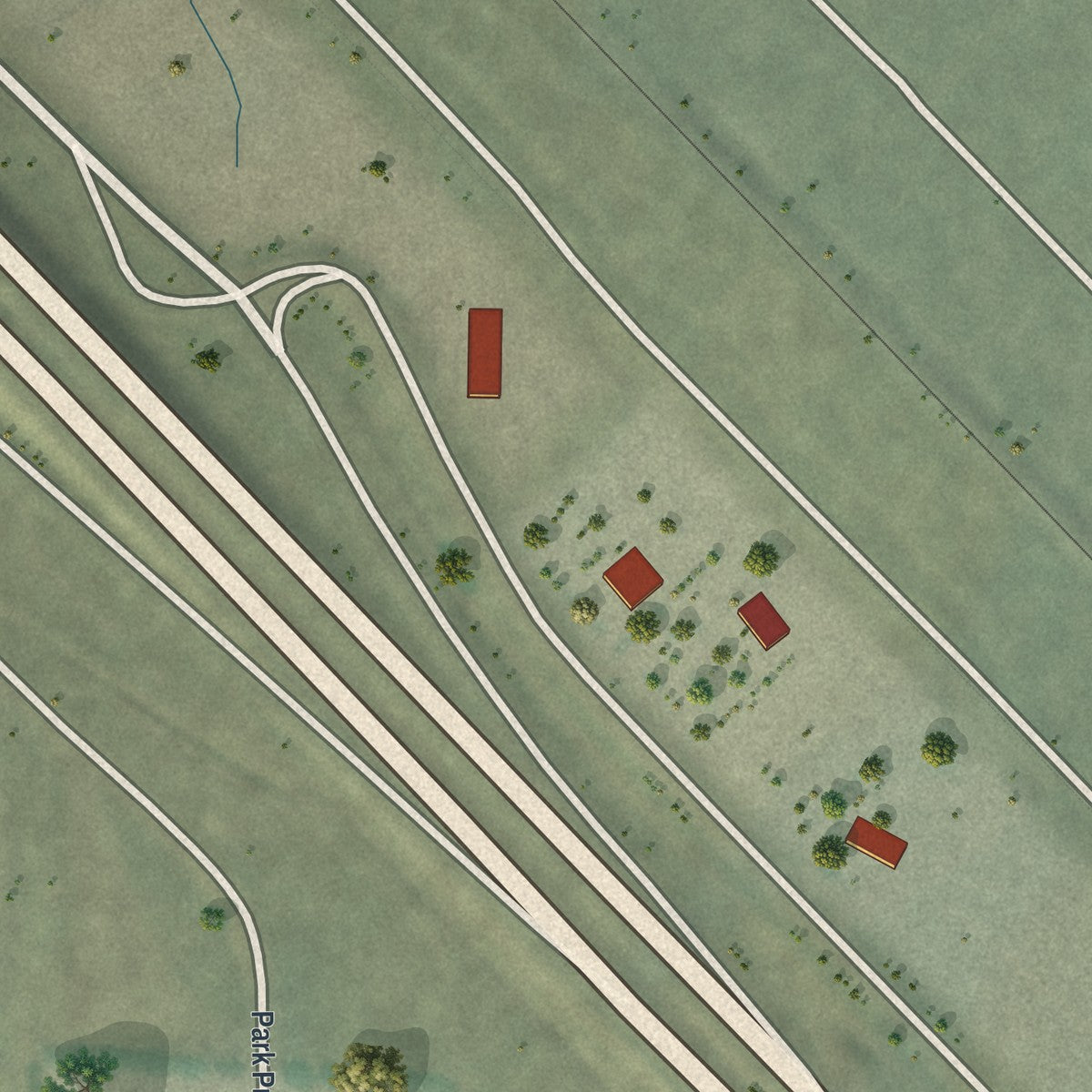 Close-up of the map of Valmy, Nevada print showing street and building detail