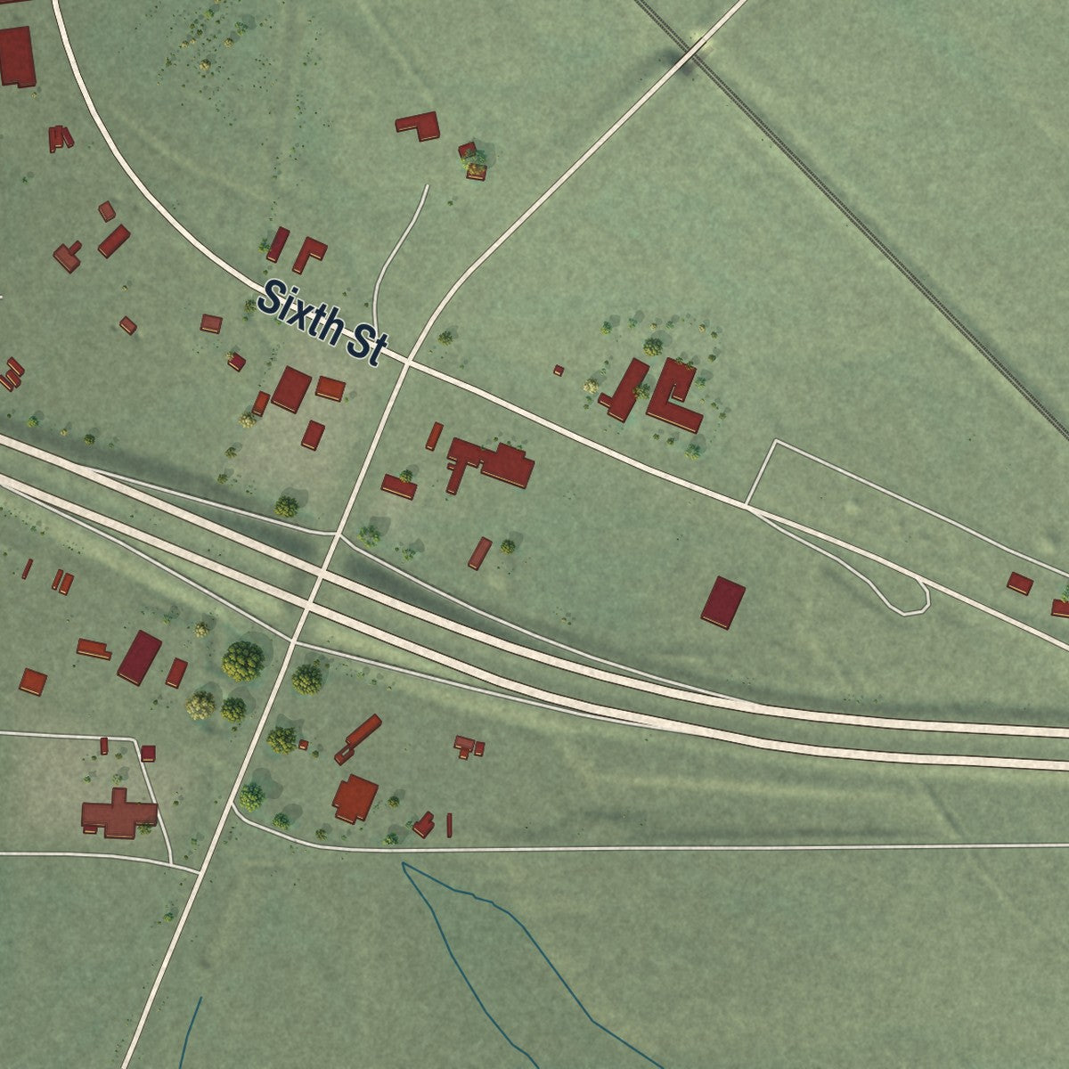 Second close-up of the map of Wells, Nevada print showing more streets and buildings