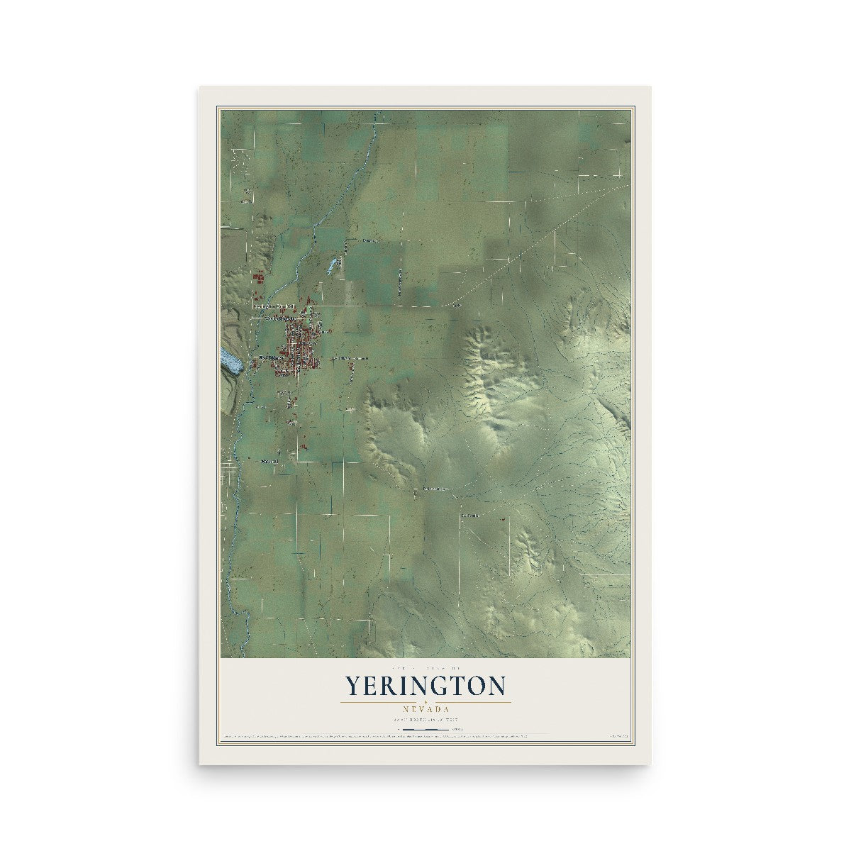 Map of Yerington, Nevada, 12 x 18 inch unframed archival matte print