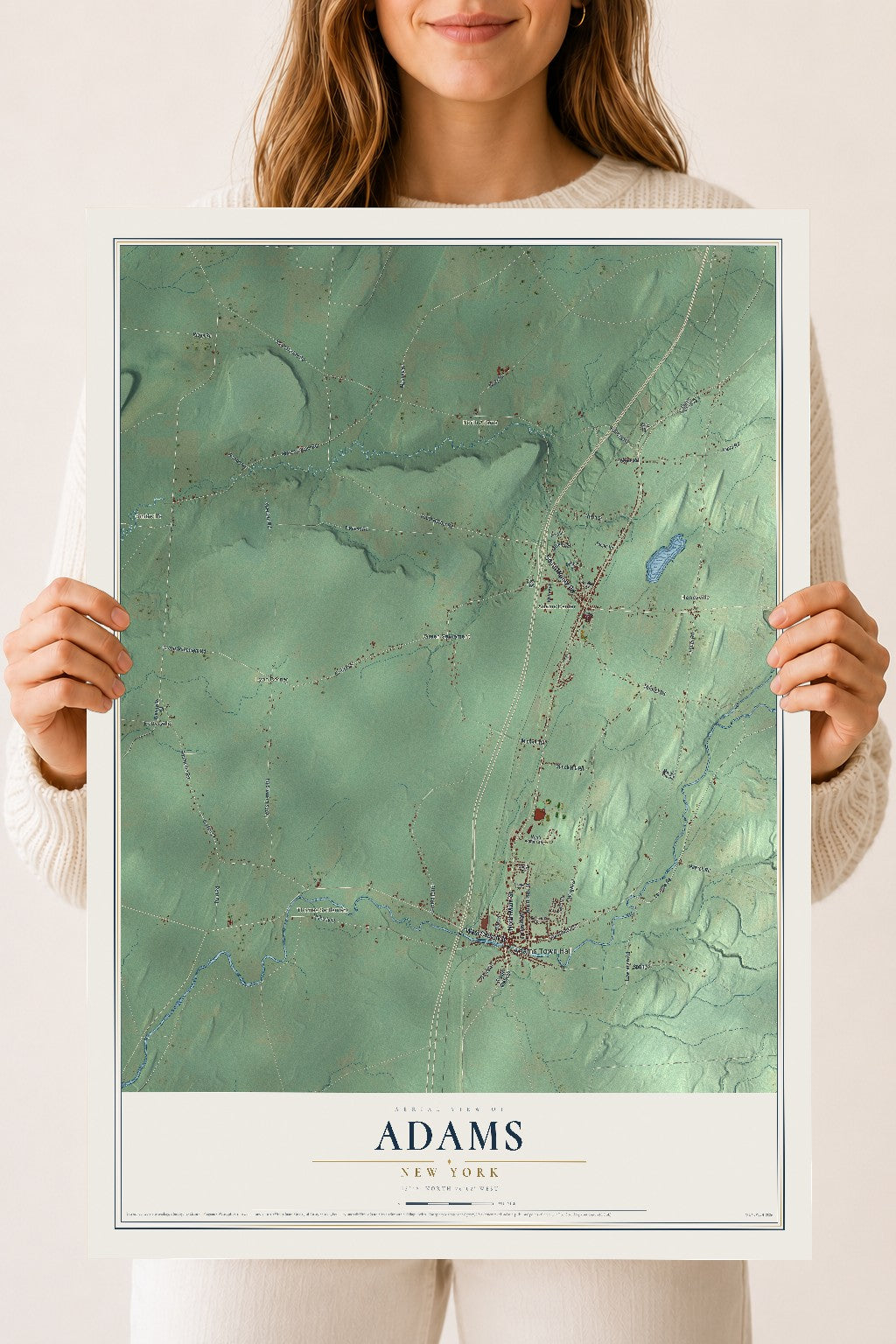 Adams, New York map print, 18" x 24" Archival Matte Print mockup