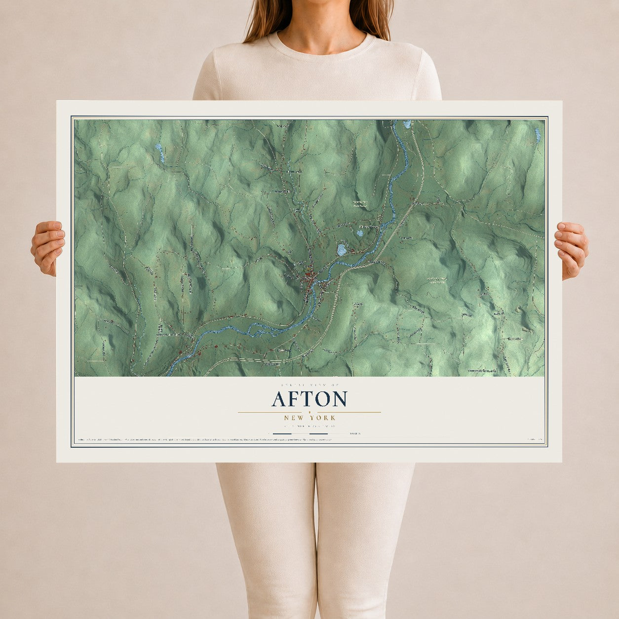 Afton, New York map print, 24" x 36" Archival Matte Print mockup