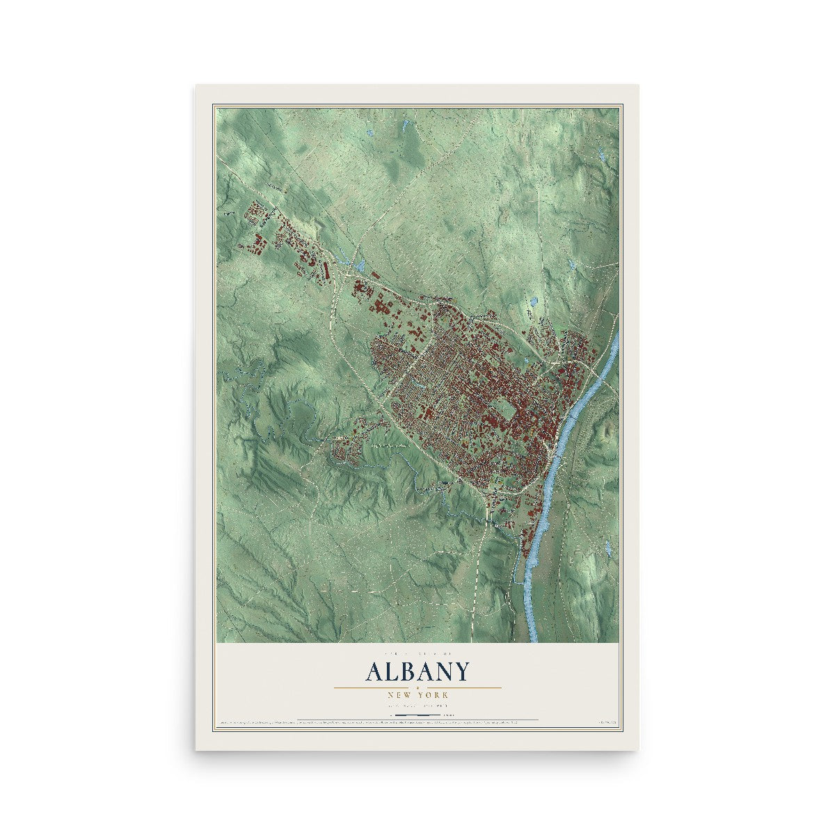 Map of Albany, New York, 12 x 18 inch unframed archival matte print