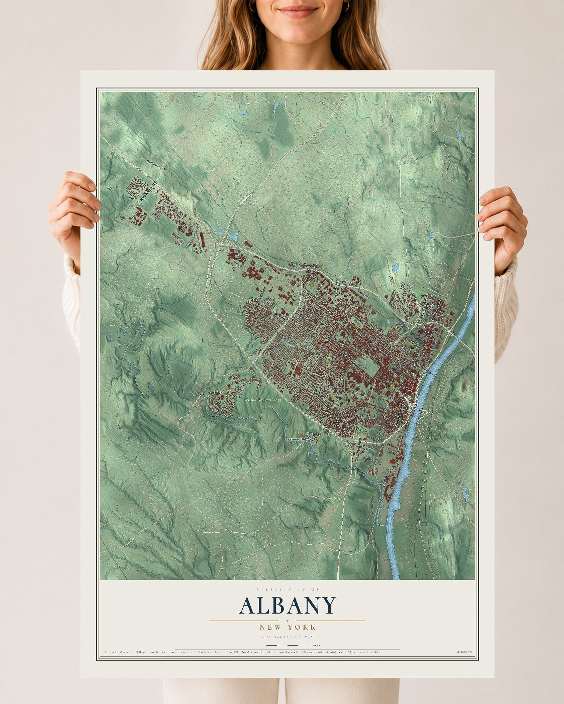 Albany, New York map print, 24" x 36" Archival Matte Print mockup