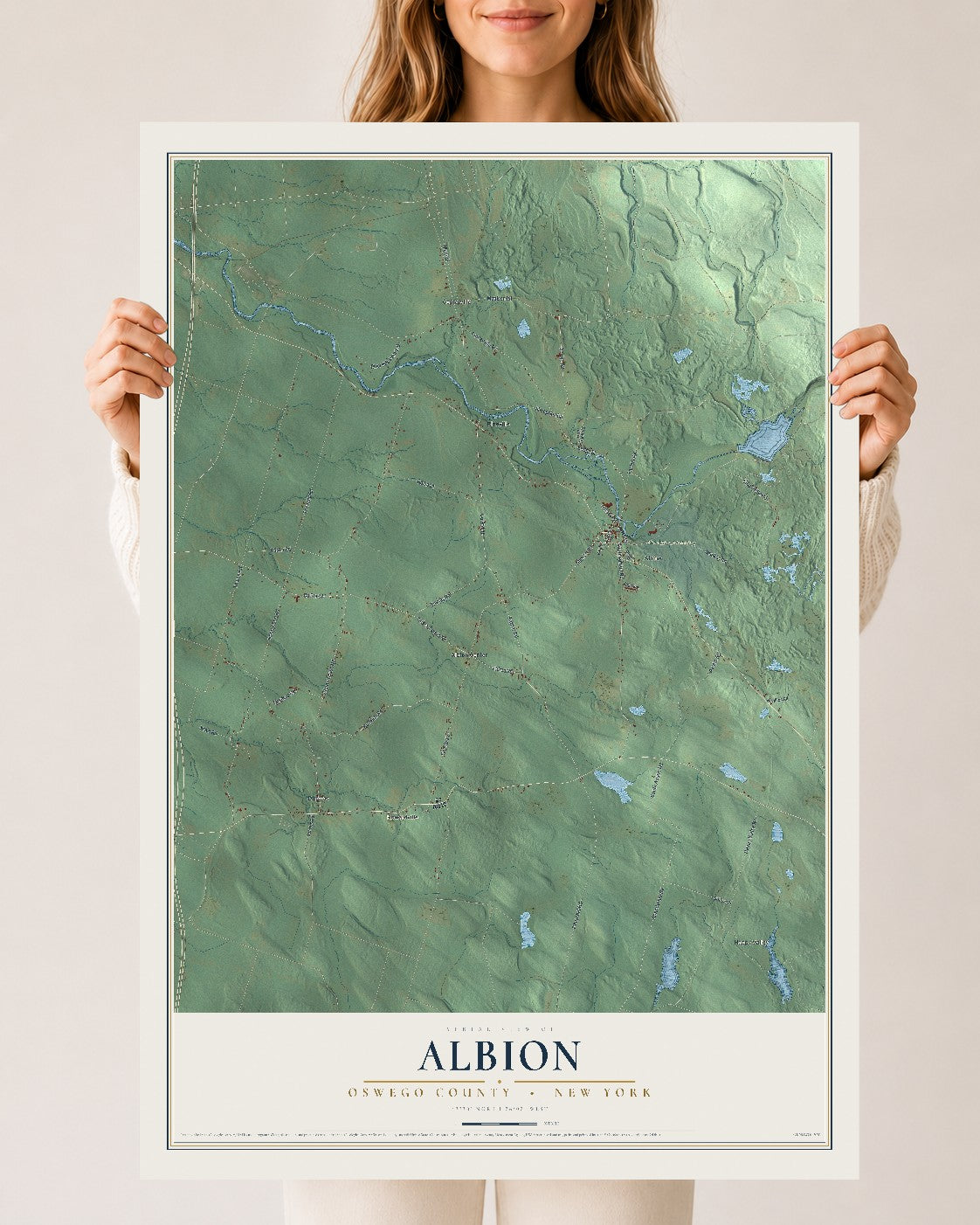 Map of Albion, Oswego County, New York, 24 x 36 inch unframed archival matte print