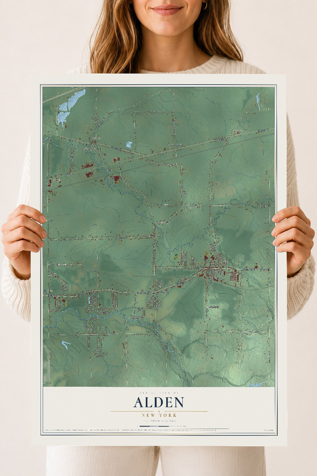 Alden, New York map print, 18" x 24" Archival Matte Print mockup