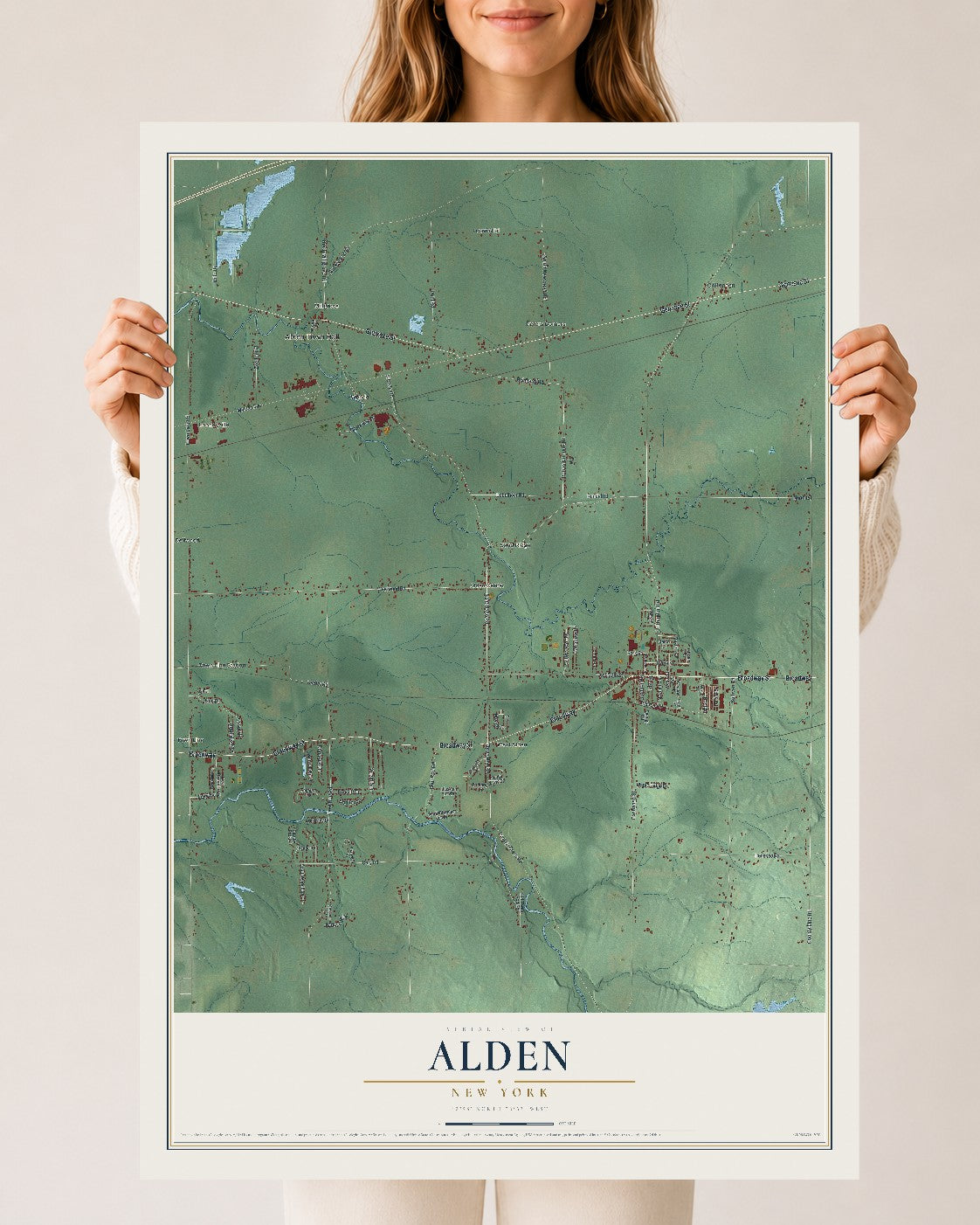 Alden, New York map print, 24" x 36" Archival Matte Print mockup