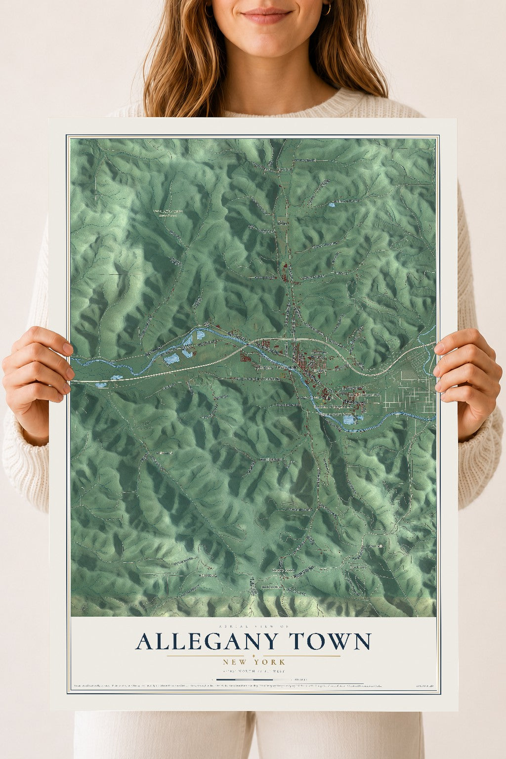 Allegany Town, New York map print, 18" x 24" Archival Matte Print mockup