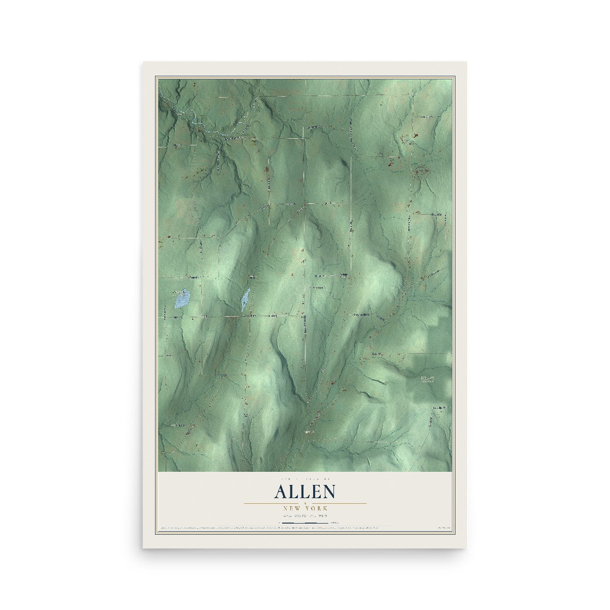 Allen, New York map print, 12" x 18" Archival Matte Print mockup