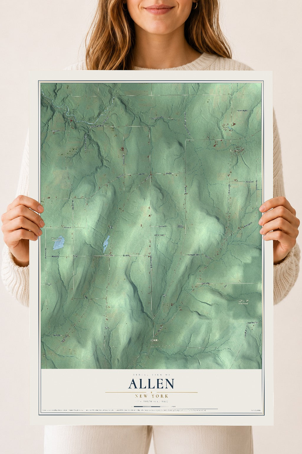 Allen, New York map print, 18" x 24" Archival Matte Print mockup