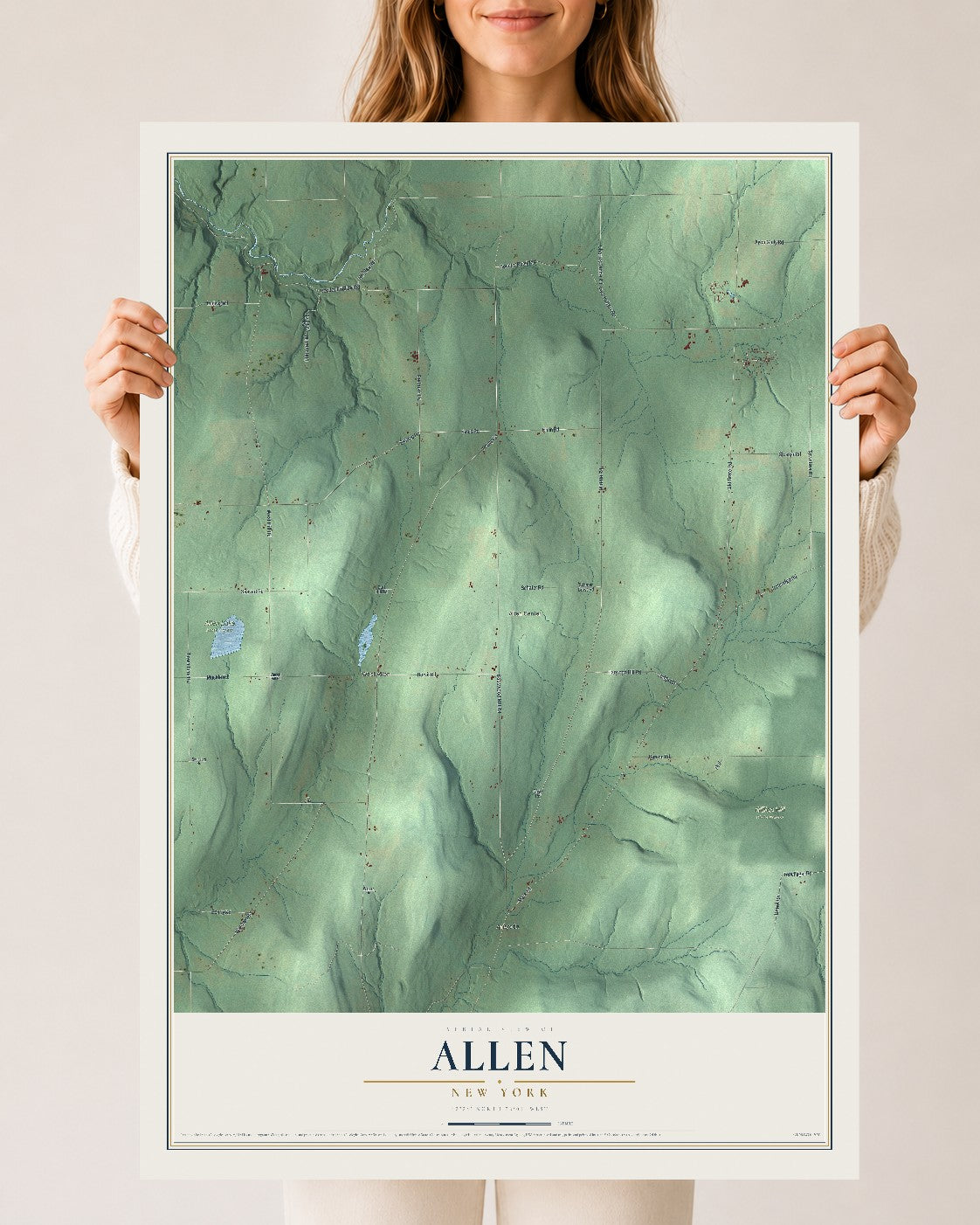 Allen, New York map print, 24" x 36" Archival Matte Print mockup