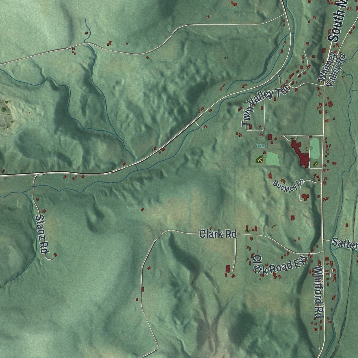 Close-up 2 of the Almond, New York map artwork