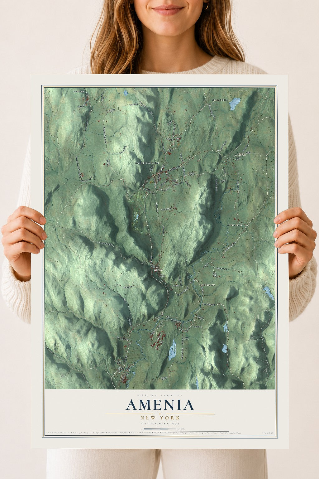 Amenia, New York map print, 18" x 24" Archival Matte Print mockup