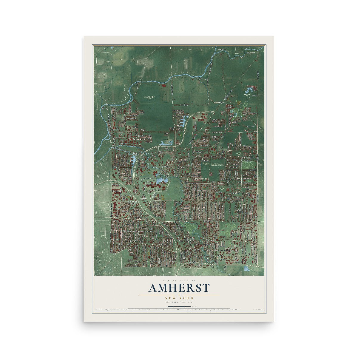 Amherst, New York map print, 12" x 18" Archival Matte Print mockup