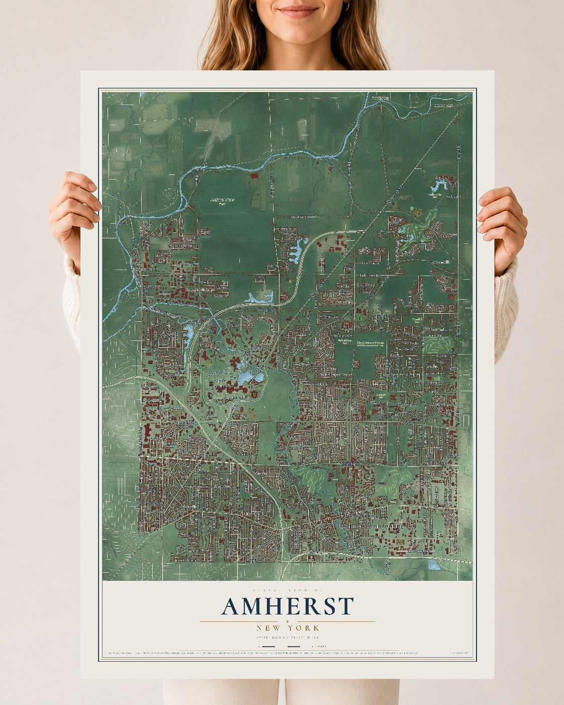 Amherst, New York map print, 24" x 36" Archival Matte Print mockup