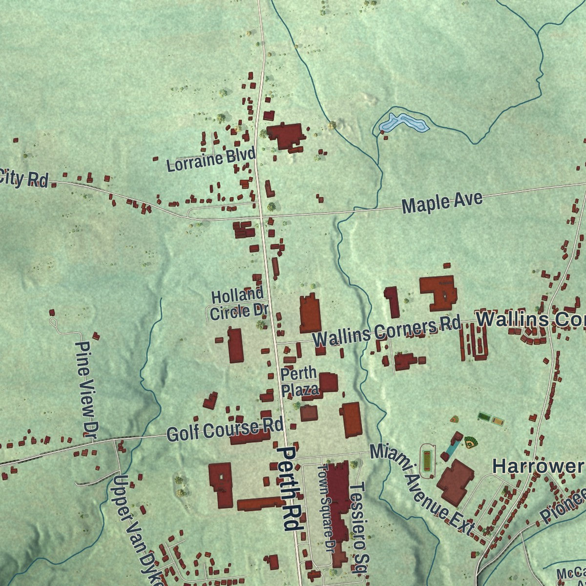 Close-up 1 of the Amsterdam Town (Montgomery County), New York map artwork