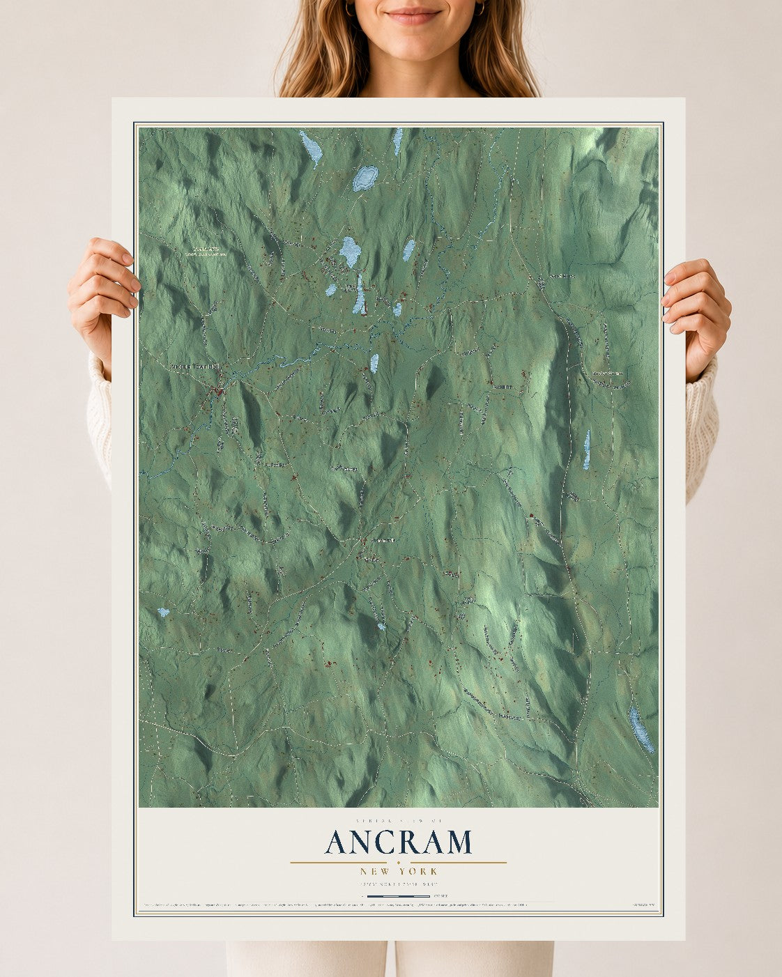 Ancram, New York map print, 24" x 36" Archival Matte Print mockup