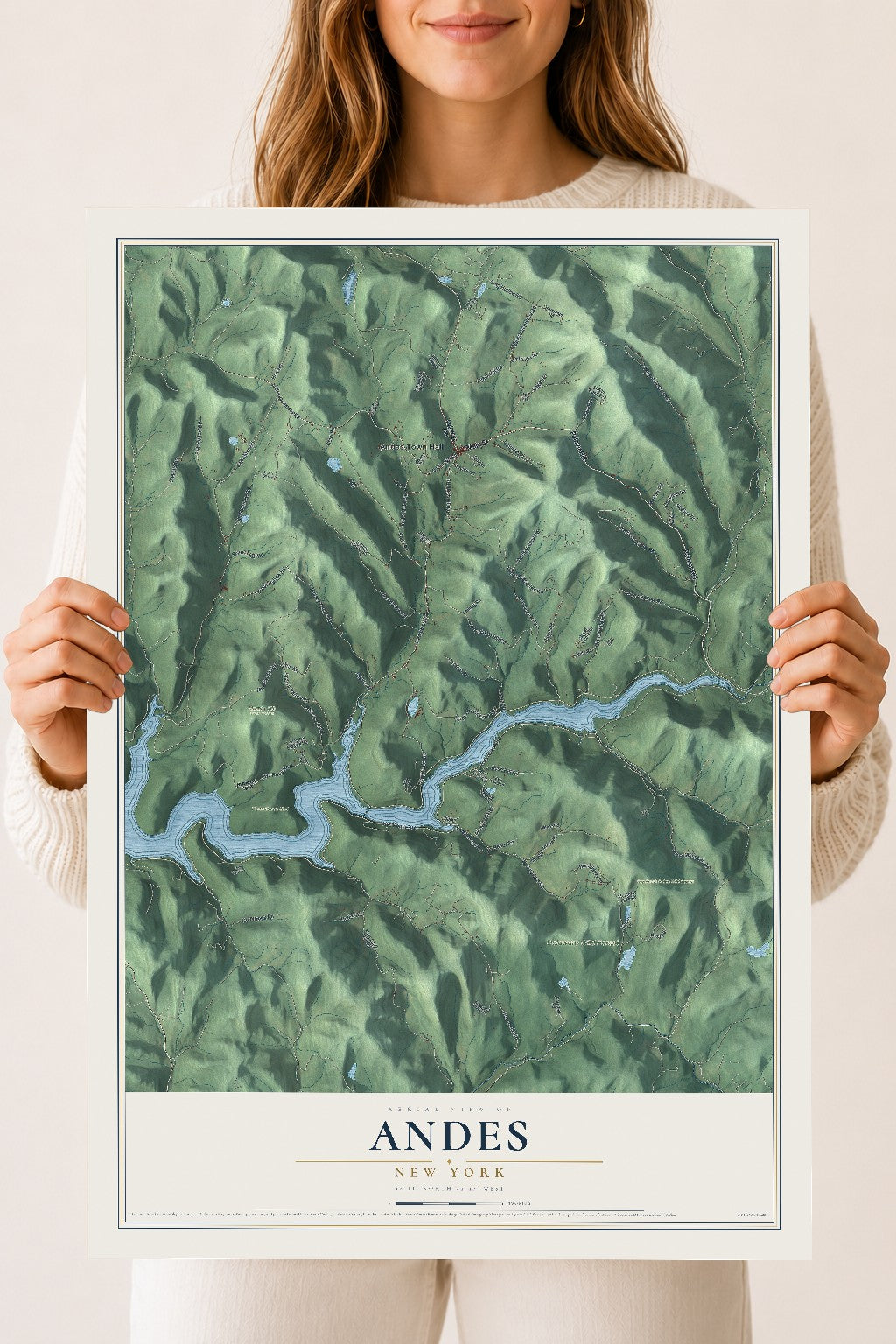 Andes, New York map print, 18" x 24" Archival Matte Print mockup