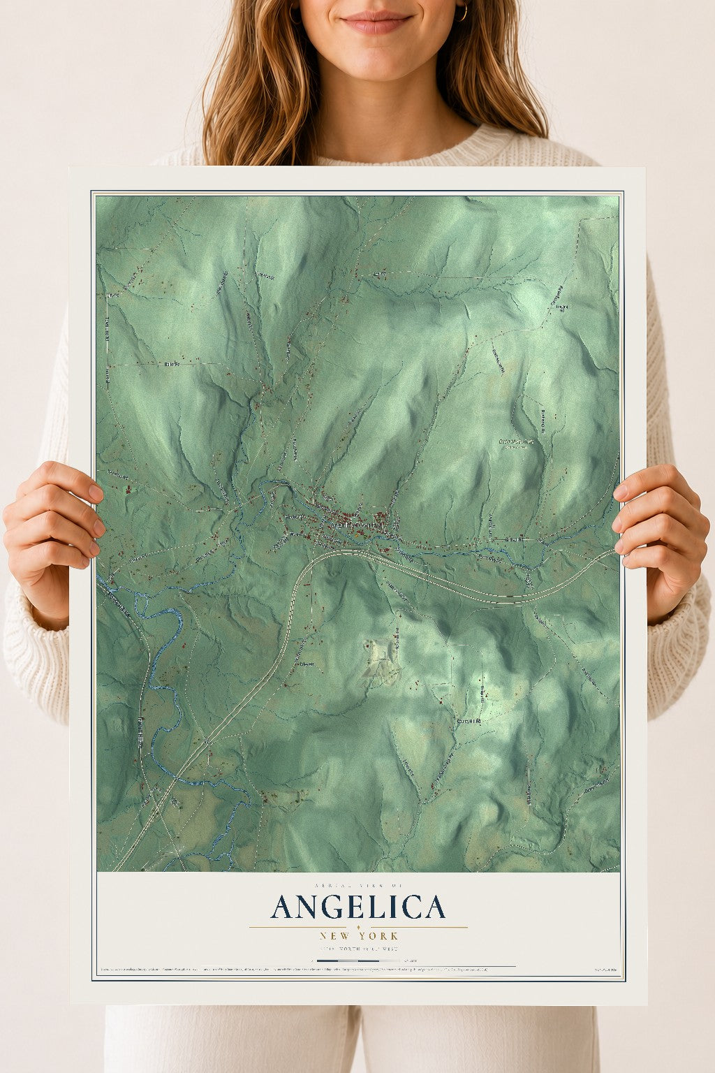 Angelica, New York map print, 18" x 24" Archival Matte Print mockup