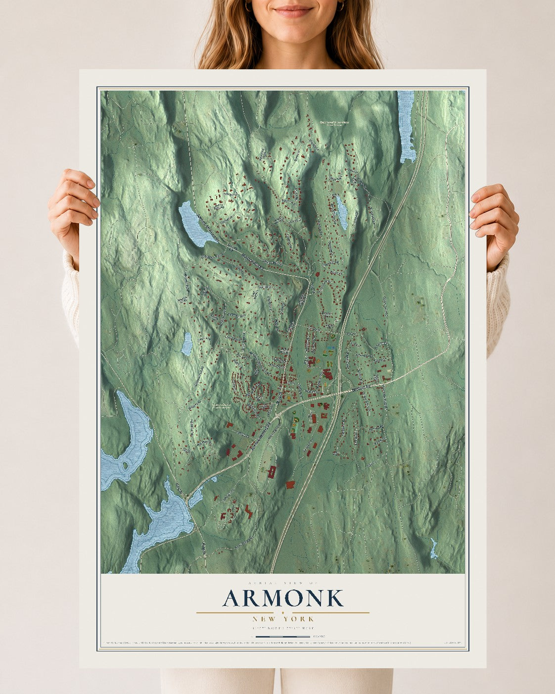 Armonk, New York map print, 24" x 36" Archival Matte Print mockup