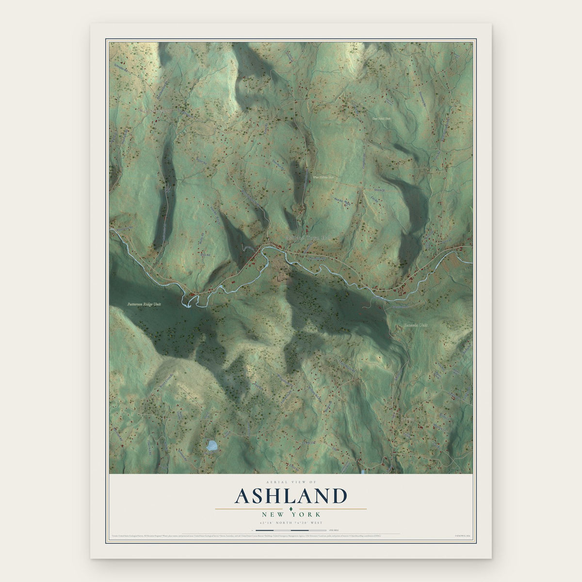 Ashland, New York map print, the full design