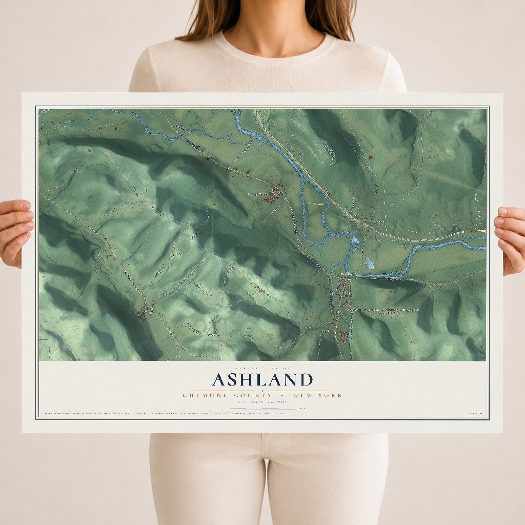 Map of Ashland, Chemung County, New York, 18 x 24 inch unframed archival matte print