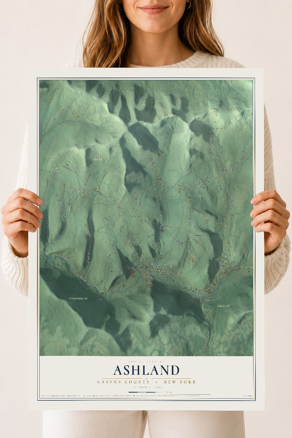 Map of Ashland, Greene County, New York, 18 x 24 inch unframed archival matte print