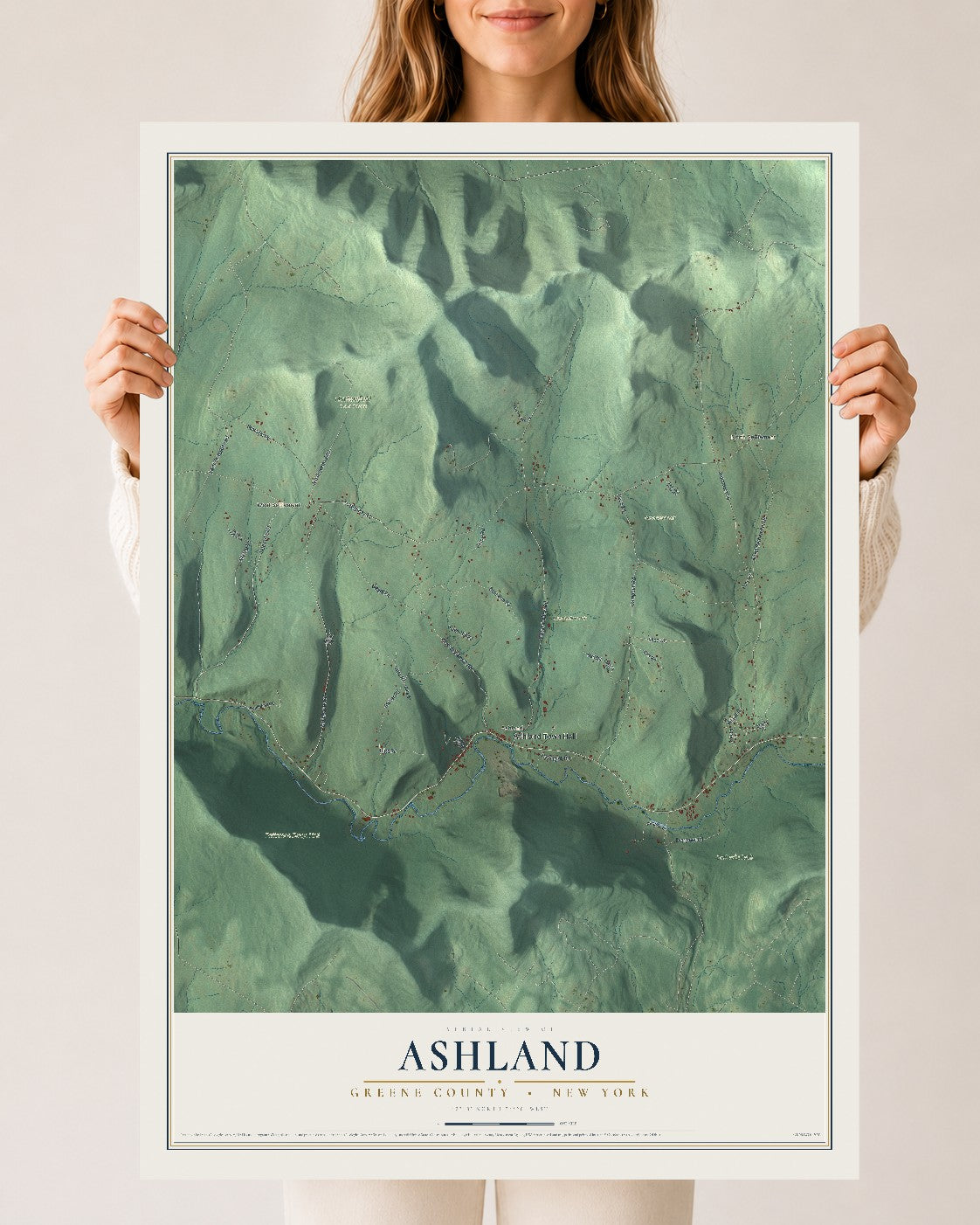 Map of Ashland, Greene County, New York, 24 x 36 inch unframed archival matte print