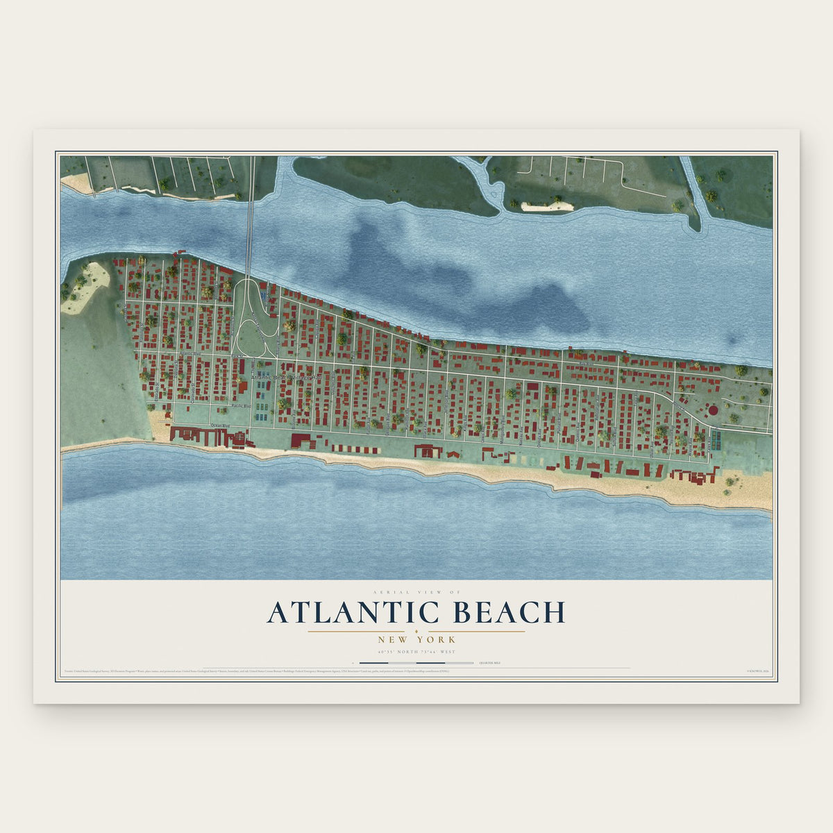 Atlantic Beach, New York map print, the full design