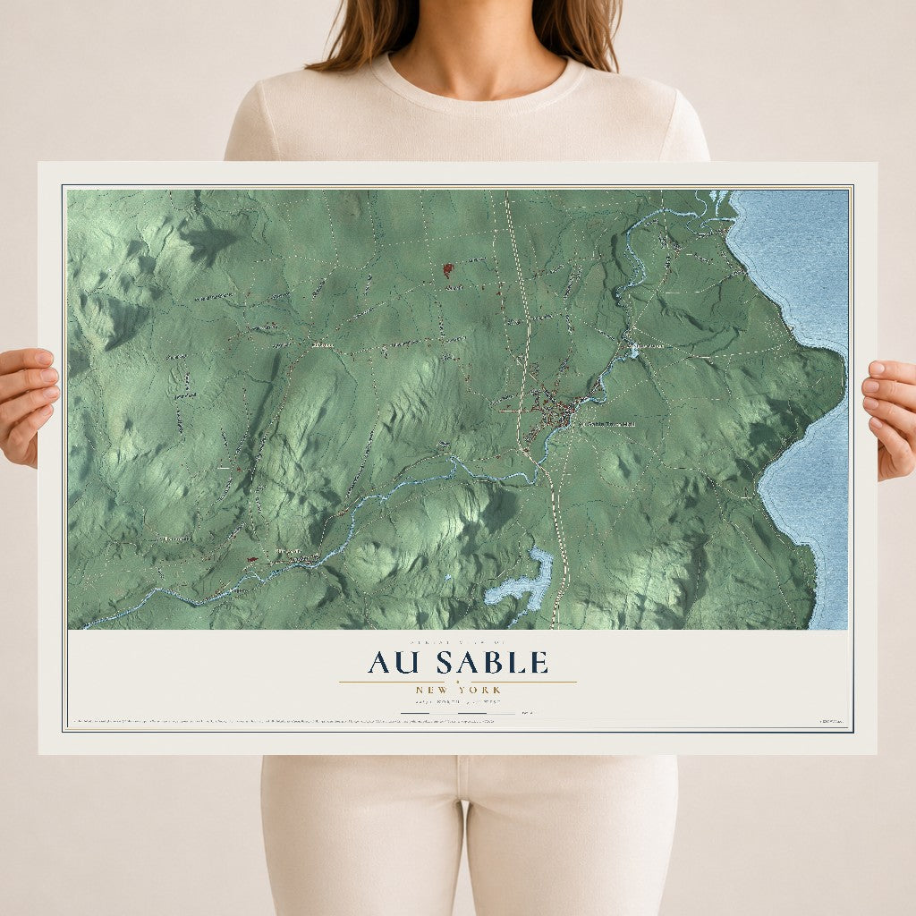 Au Sable, New York map print, 18" x 24" Archival Matte Print mockup