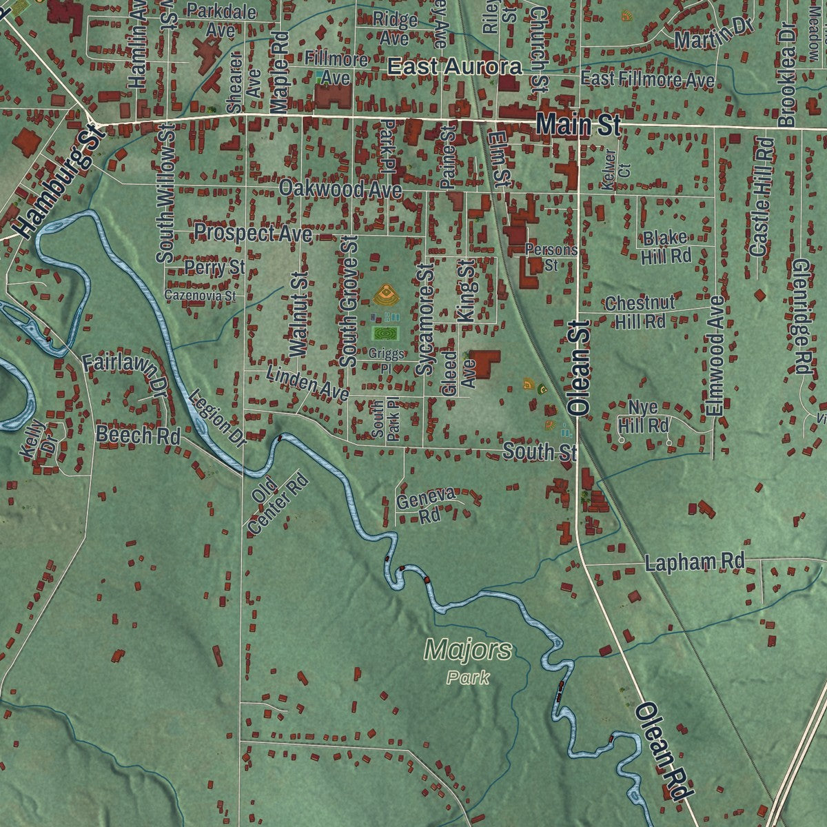 Close-up 1 of the Aurora, New York map artwork