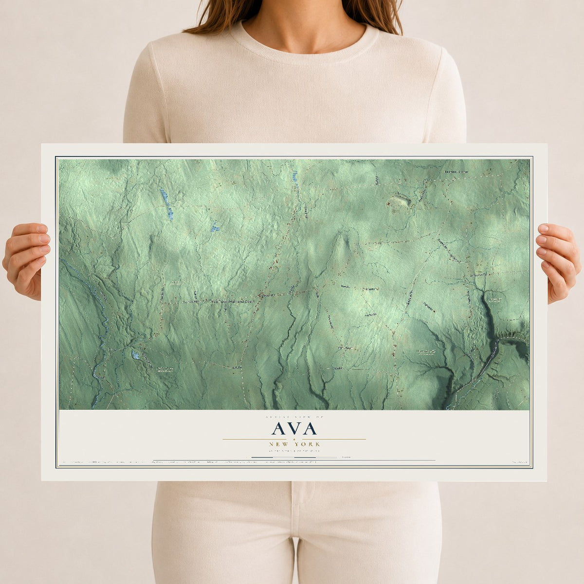Ava, New York map print, 12" x 18" Archival Matte Print mockup