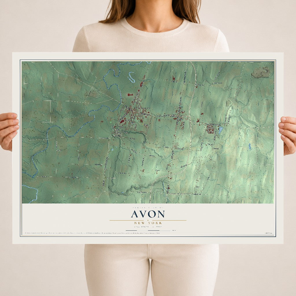 Avon, New York map print, 18" x 24" Archival Matte Print mockup