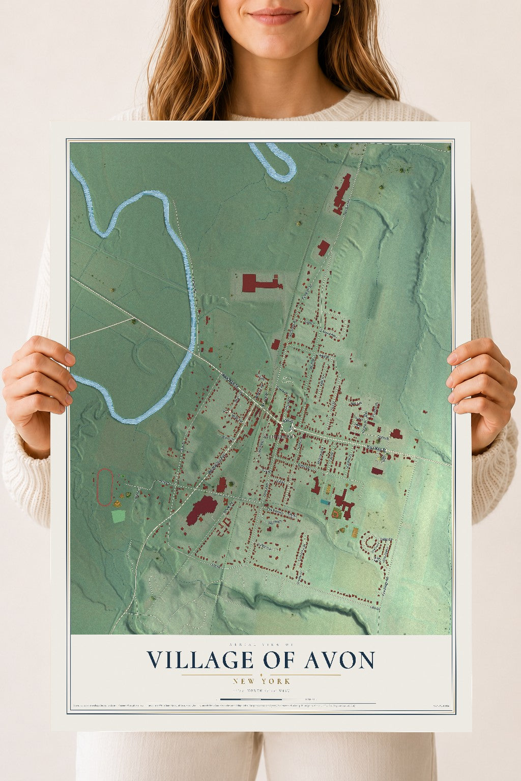 Avon, New York map print, 18" x 24" Archival Matte Print mockup