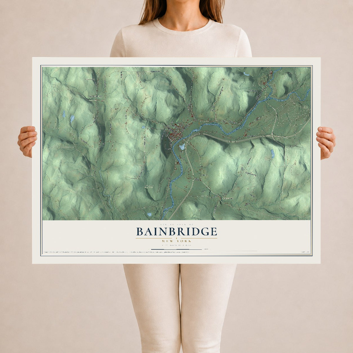 Bainbridge, New York map print, 24" x 36" Archival Matte Print mockup