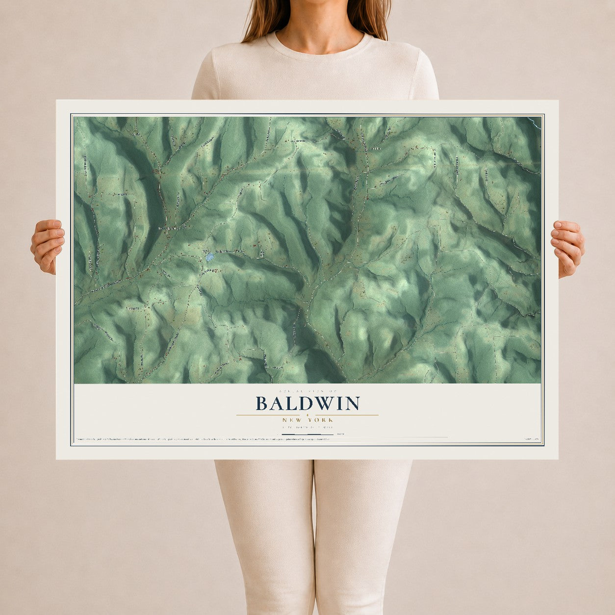 Baldwin, New York map print, 24" x 36" Archival Matte Print mockup