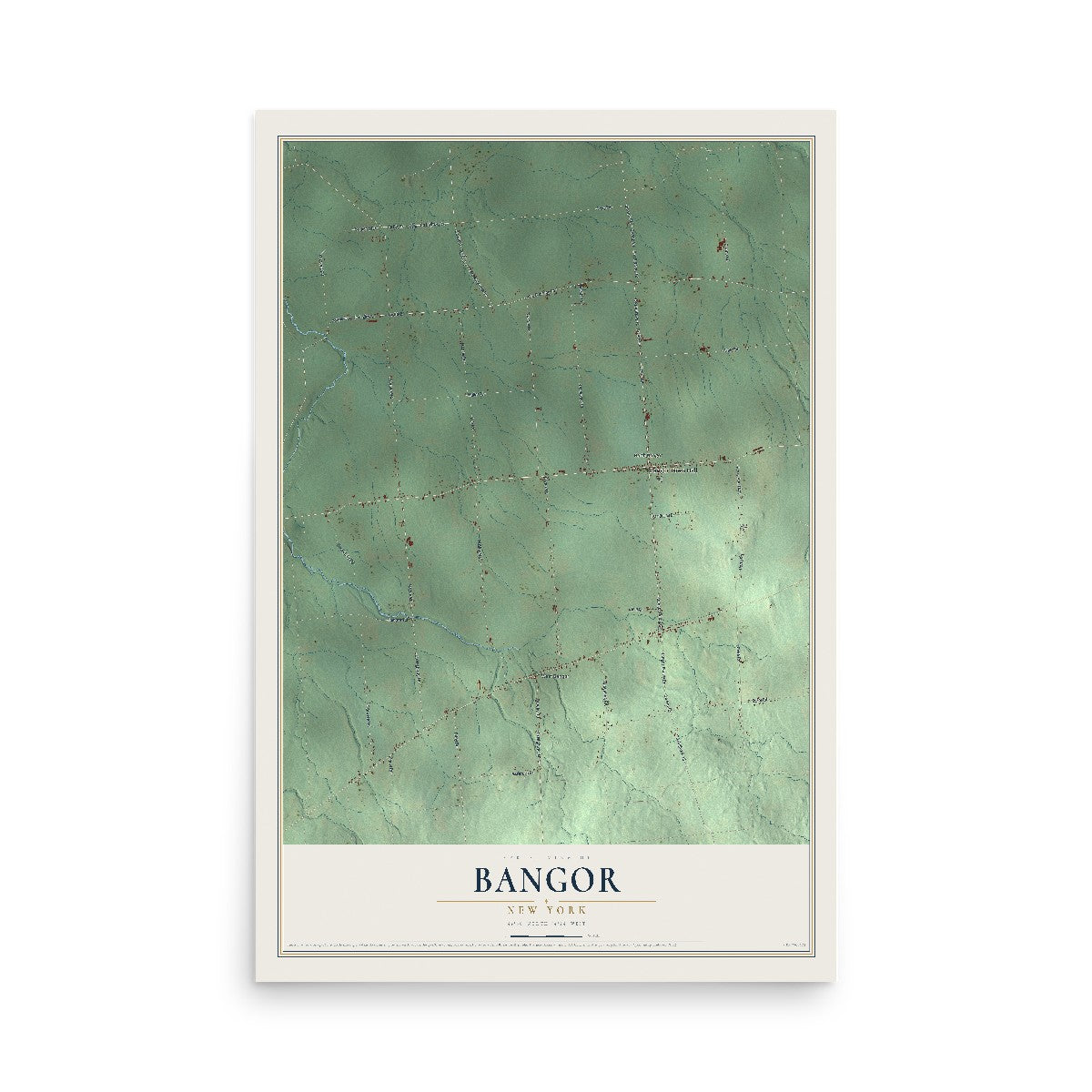 Bangor, New York map print, 12" x 18" Archival Matte Print mockup