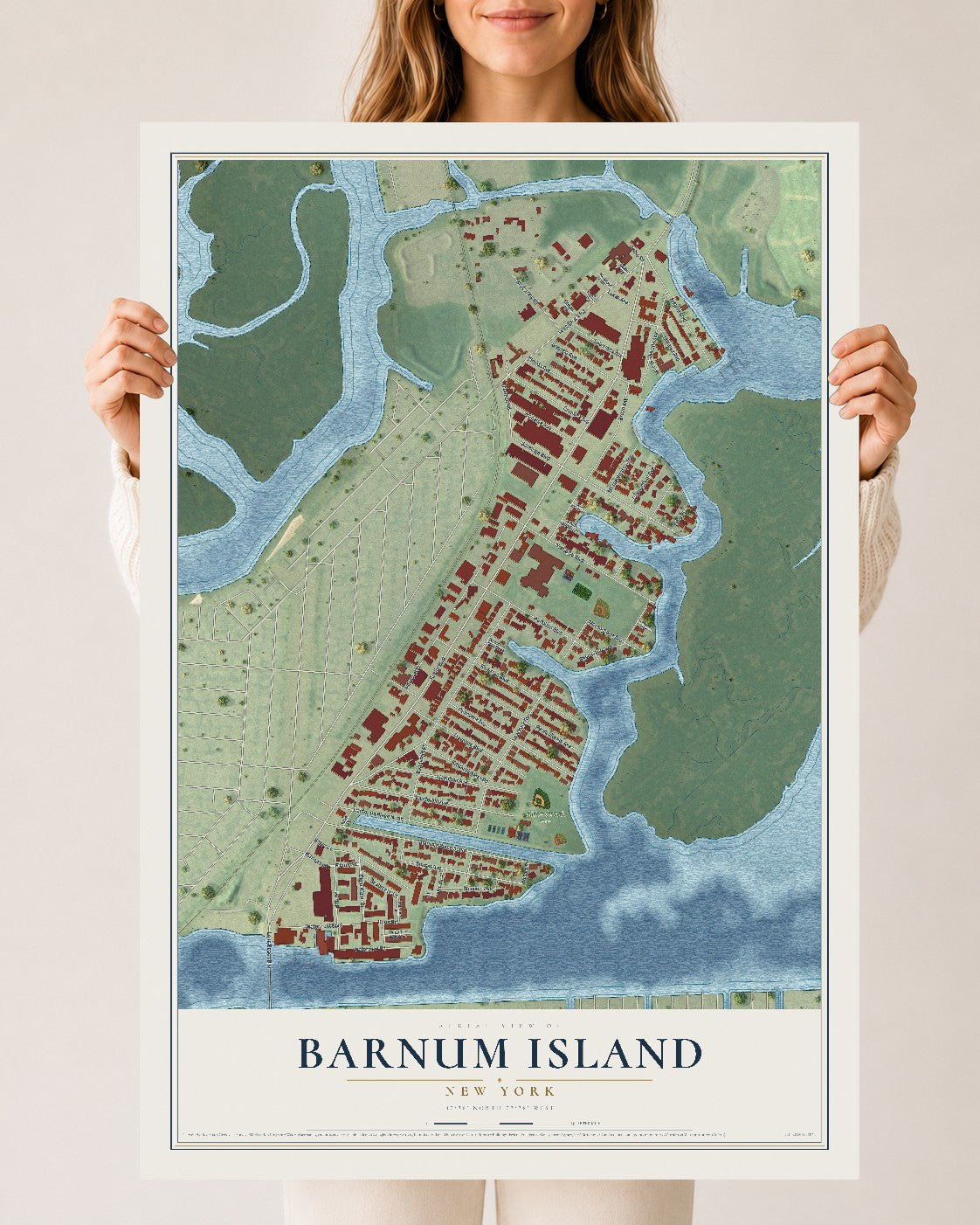 Barnum Island, New York map print, 24" x 36" Archival Matte Print mockup