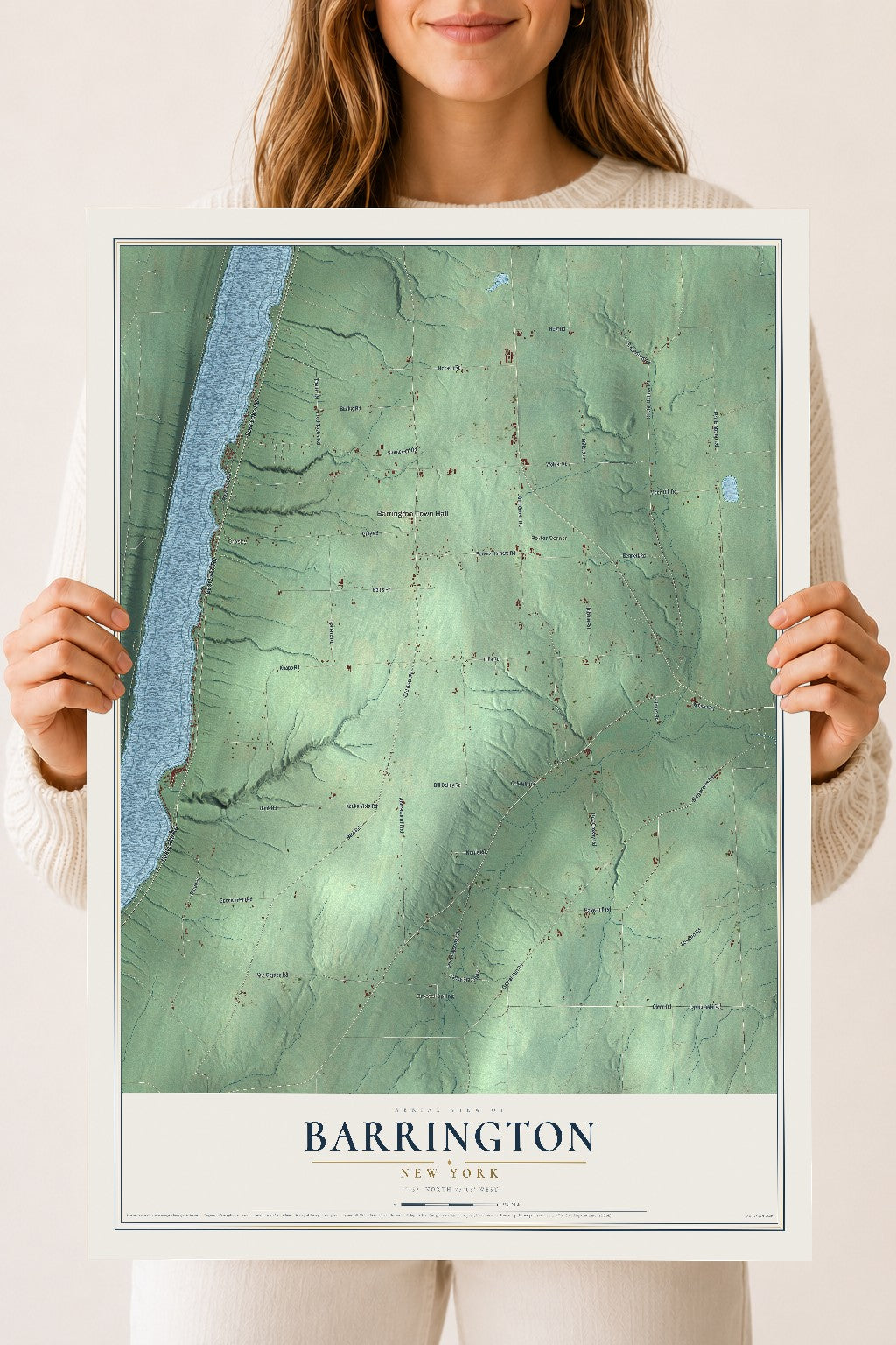 Barrington, New York map print, 18" x 24" Archival Matte Print mockup