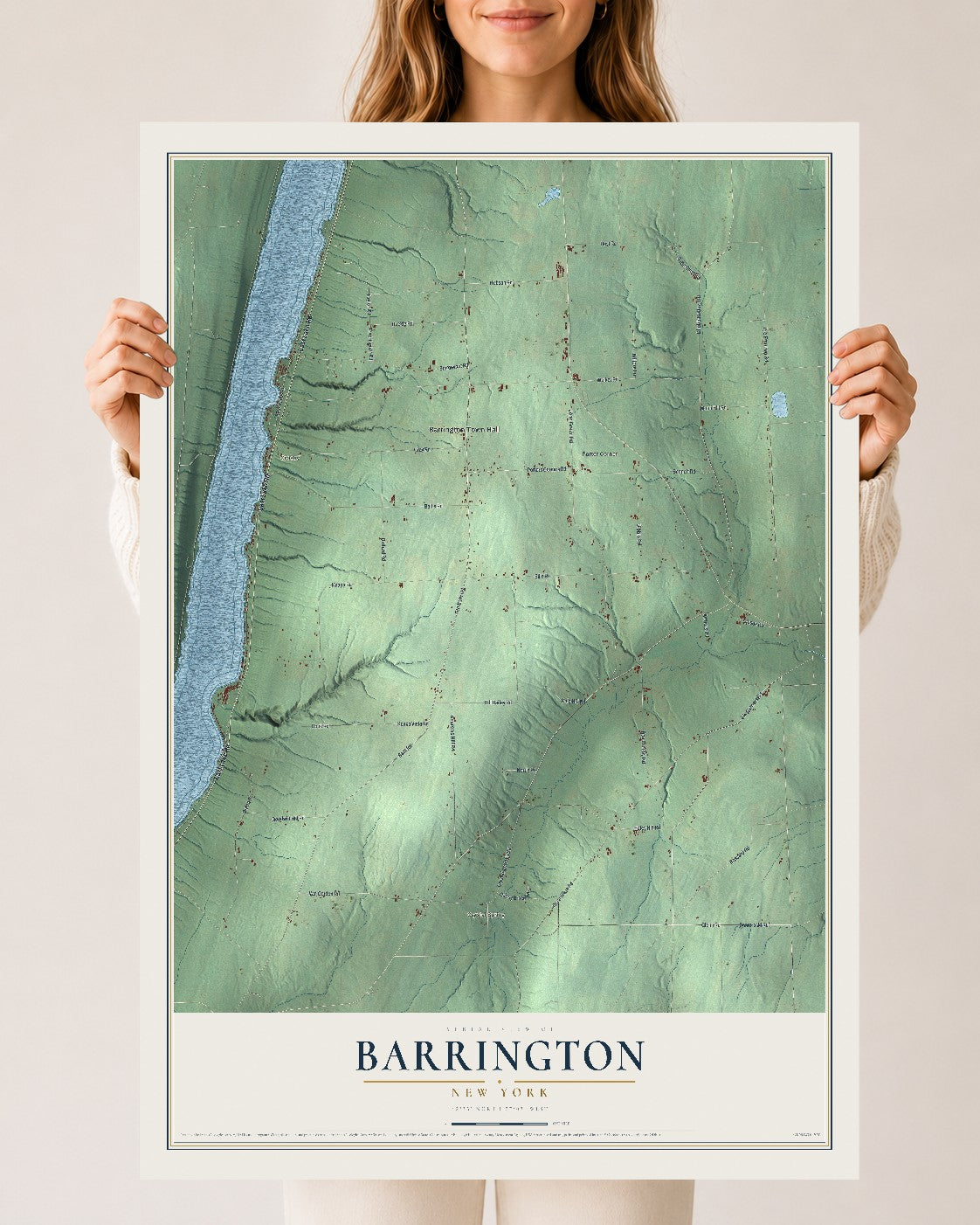 Barrington, New York map print, 24" x 36" Archival Matte Print mockup