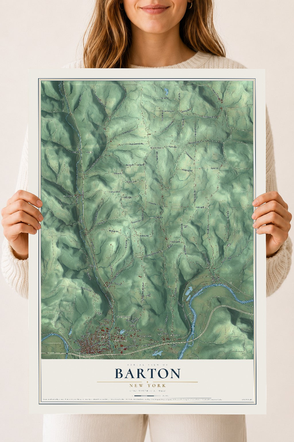 Barton, New York map print, 18" x 24" Archival Matte Print mockup