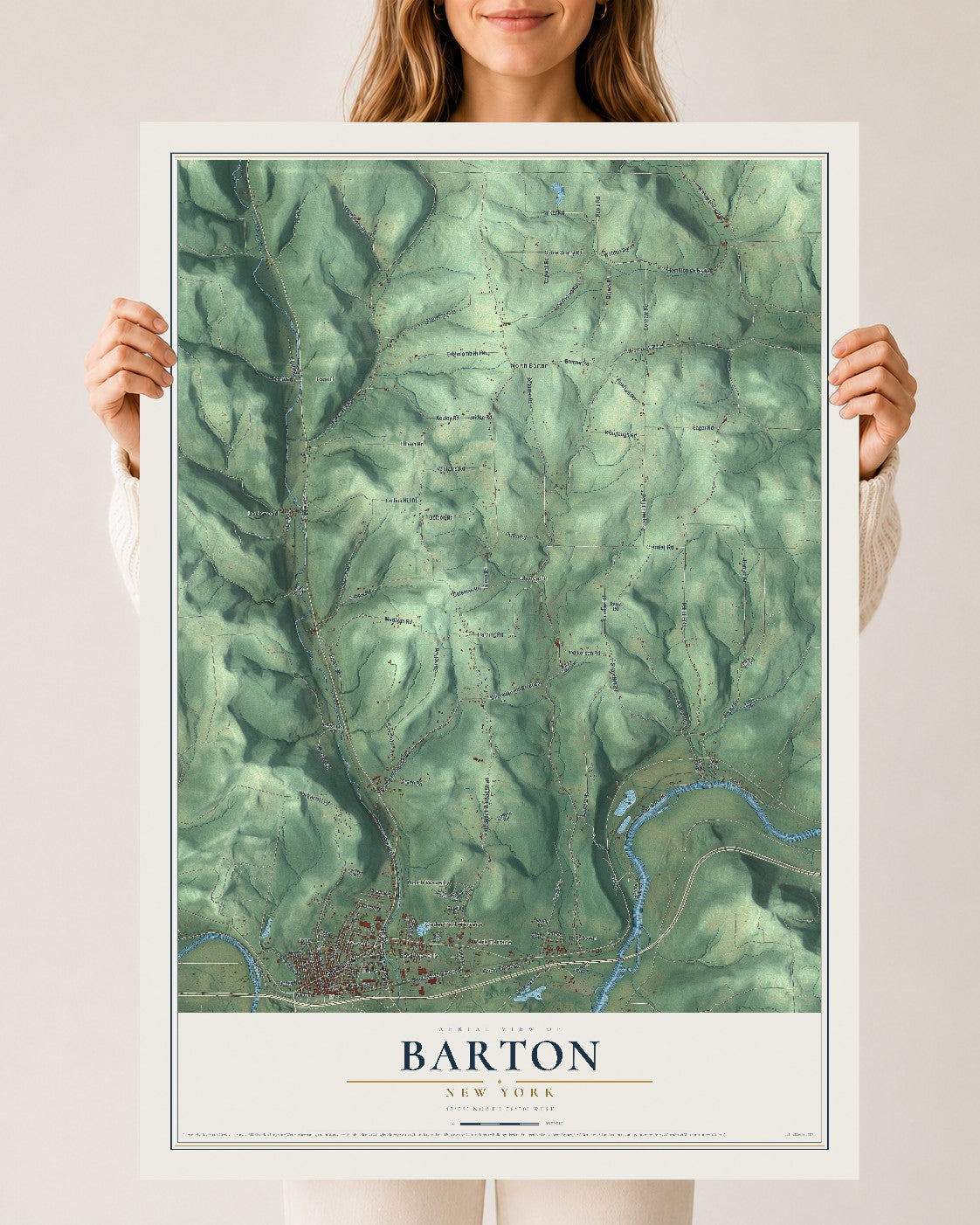 Barton, New York map print, 24" x 36" Archival Matte Print mockup